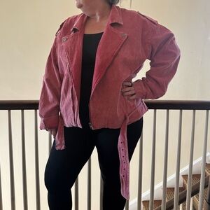 ODDY Women's Vibrant Red Corduroy Utility Jacket